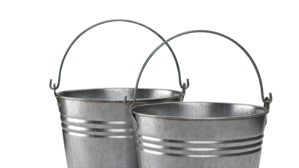 Two Galvanized Metal Buckets