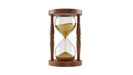 Wooden Hourglass with Golden Sand Falling