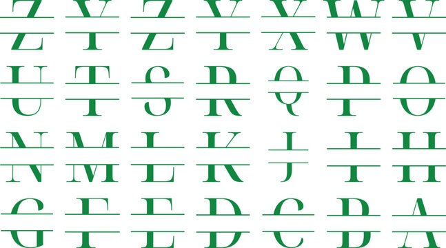 Split Letter Alphabet Collection Green Keywords: alphabet, letters, split letter, monogram, font