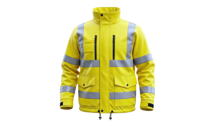 Yellow High-Visibility Work Jacket with Reflective Strips