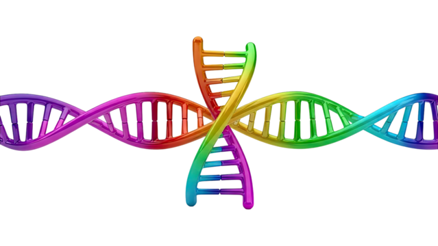 Colorful Intertwined DNA Double Helix Structures - Powered by Adobe