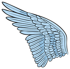Obraz premium Stylized Light Blue Wing Illustration with Defined Feathers for Freedom Design