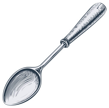 Vintage Spoon Illustration Detailed Drawing in Classic Style