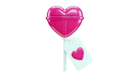 Pink Heart Lollipop with Gift Tag