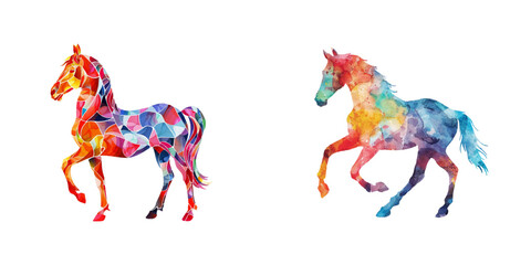 abstract color silhouette of horse watercolor vector illustration