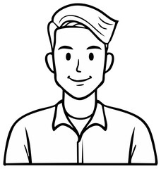 Obraz premium Smiling man illustration, outlined style, portrait, cartoon character
