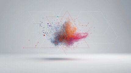 conceptual. Abstract data visualization as a colorful particle cloud, representing modern tech concepts. product launch decks.