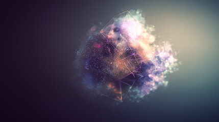 conceptual. Abstract data visualization as a colorful particle cloud, representing modern tech concepts. product launch decks.