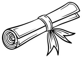 Rolled Certificate Illustration With Ribbon Design For Graduation Ceremony