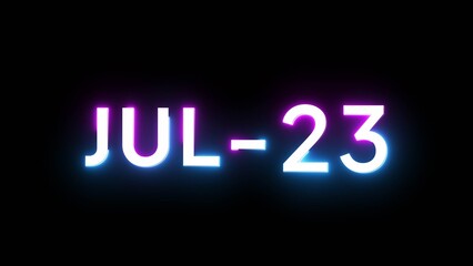 July 23 calendar date number illustration. Neon calendar number on black background.