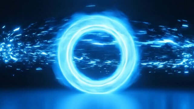 Abstract glowing blue circle on a dark background, creating a futuristic and modern aesthetic.