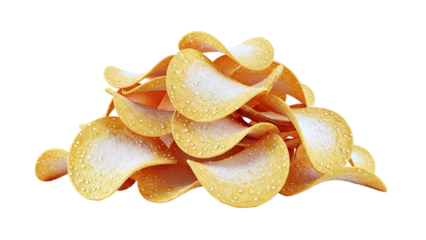 Stack of Golden Potato Chips with Salt Crystals
