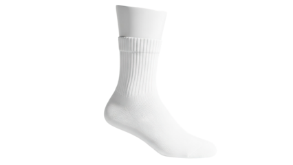 White ribbed crew sock on a mannequin