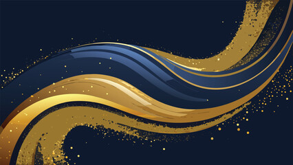 vector background featuring flowing golden waves, creating a dynamic and elegant visual effect..eps © zihad