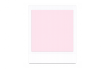 Blank instant print frame featuring a soft pink center area and white border. The background is transparent