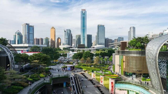 Time-lapse photography of Tianhuan Plaza commercial area and CBD in Guangzhou, China