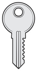 Isolated vector illustration of a single gray key, security concept.