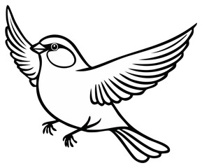 Fototapeta premium Outlined illustration of a bird in flight, wings spread wide, vector graphic.