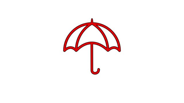 Red outline umbrella symbol on a white background parasol rain