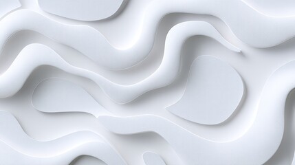 Fototapeta premium Elegant Abstract White Wave Patterns on Smooth Surface with Soft Curves and Fluid Forms for Minimalist and Modern Design Spaces