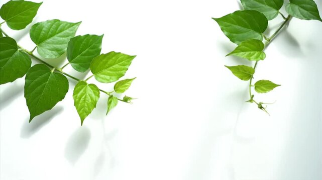 Green vine leaves on white background botanical decorative element