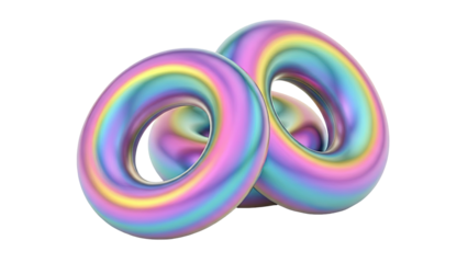 Two Intertwined Torus Shapes with Iridescent Surface