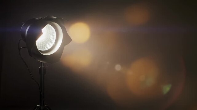 Dramatic Stage Spotlight Shining Brightly in Dark Background.