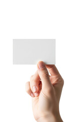 Fototapeta premium Hand holding business card isolated on transparent background
