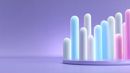 Obraz premium Abstract geometric design featuring colorful light tubes on a circular platform, creating a modern and vibrant digital art background for various projects.