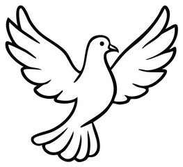 Obraz premium Simple line drawing of a flying dove with spread wings, a symbol of peace, hope and spirituality