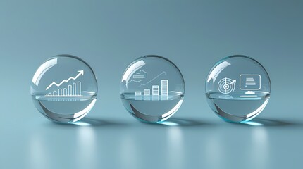 minimal financial data visualization in transparent glass sphere