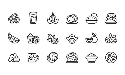 Healthy food icons set thin line modern minimalistic art collection