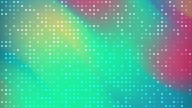 Colorful rainbow pastel background with a dense white dot matrix and soft fluid waves