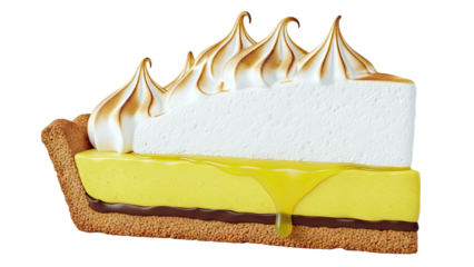 Slice of Lemon Meringue Pie with Chocolate Ganache