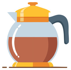 Obraz premium Illustration of a glass coffee carafe filled with hot brown coffee with orange lid