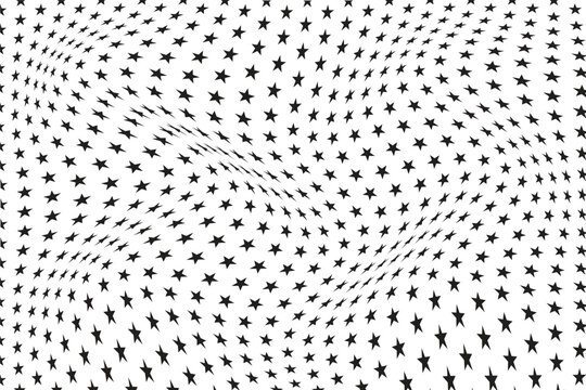 simple modern abstract black colour many small star wavy distort pattern.
