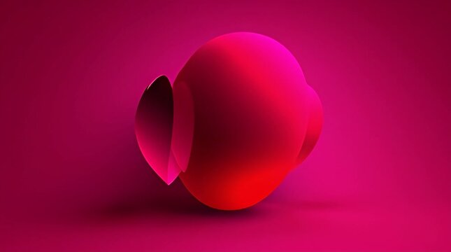 A close-up view of a broken red object on a pink background