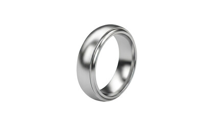Brushed Silver Wedding Band with Raised Center