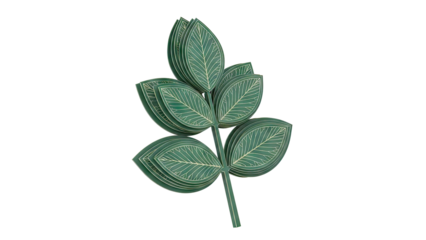 Layered Green Leaves on White Background