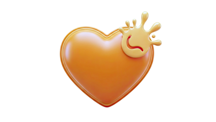 Orange Heart with Splatter Emoji Face