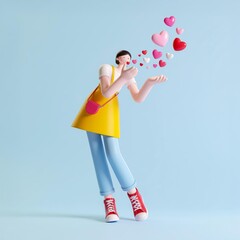Fototapeta premium 3D 사랑과 교감의 캐릭터 컨셉 