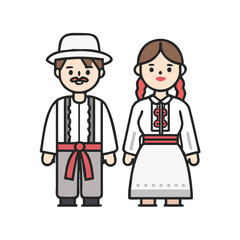 Romanian traditional national costume man and woman