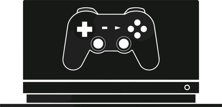 Black game controller on console gaming console