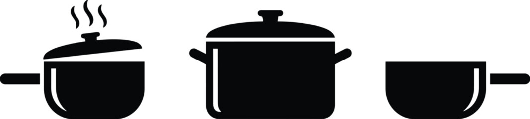 Cooking pot and saucepan icon set isolated on white background vector illustration for kitchen cookware concept design graphics © PJ DeSign