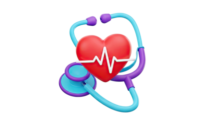 3D Stethoscope and Heart with EKG Line