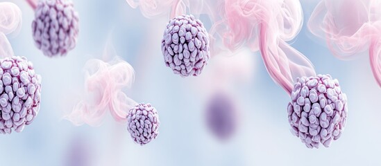 Floating braille-like dots of light in ethereal composition with soft pink-lurple hues