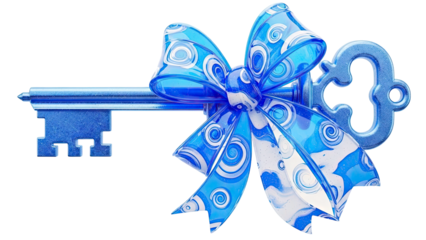 Blue Key with Decorative Bow