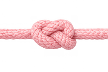 Pink rope forming a heart shaped knot representing love, connection, strong bond, unity, and romance