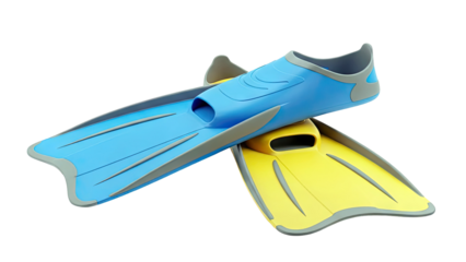 Blue and Yellow Swimming Fins