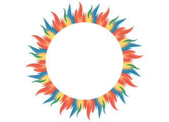 Colorful flame circle design element transparent background